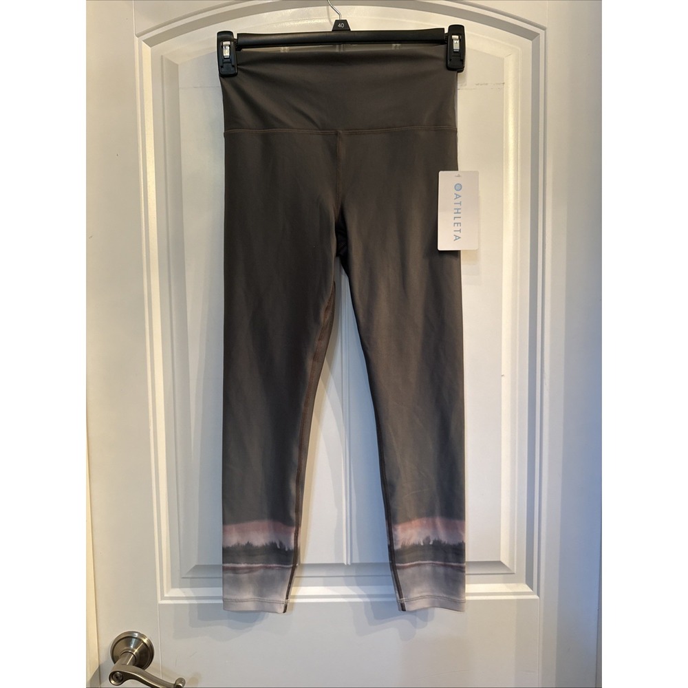 Athleta Elation 7/8 Tight Paint Texture Sunset print Small Ultra High Rise NWT